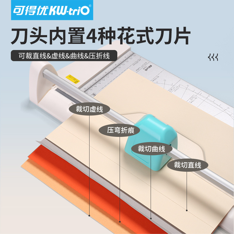 可得优KWTRIO 13048多功能金属裁纸机切纸刀重型裁切刀四合一详情图1