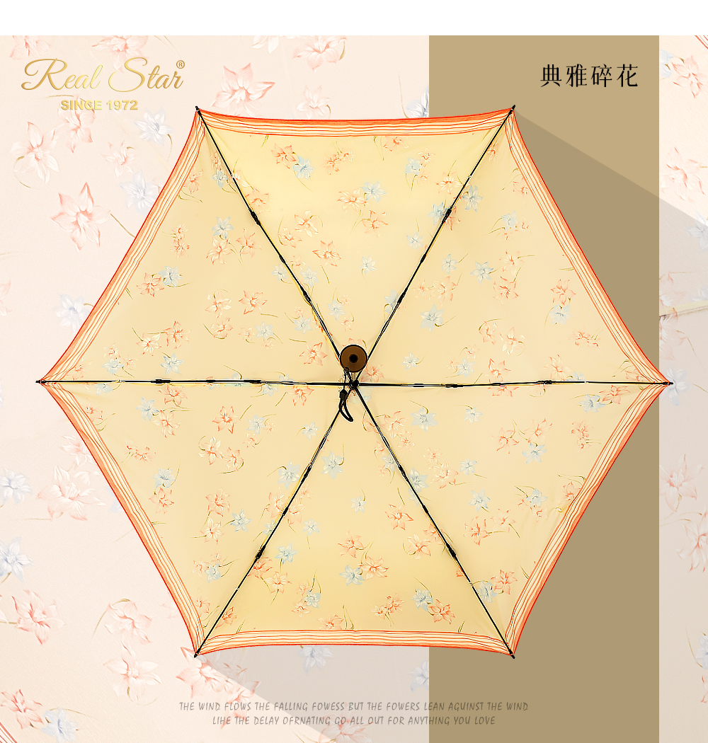 3123国潮风耐用便携雨伞小碎花三折伞超轻女生遮阳防嗮晴雨2用雨伞批发详情12