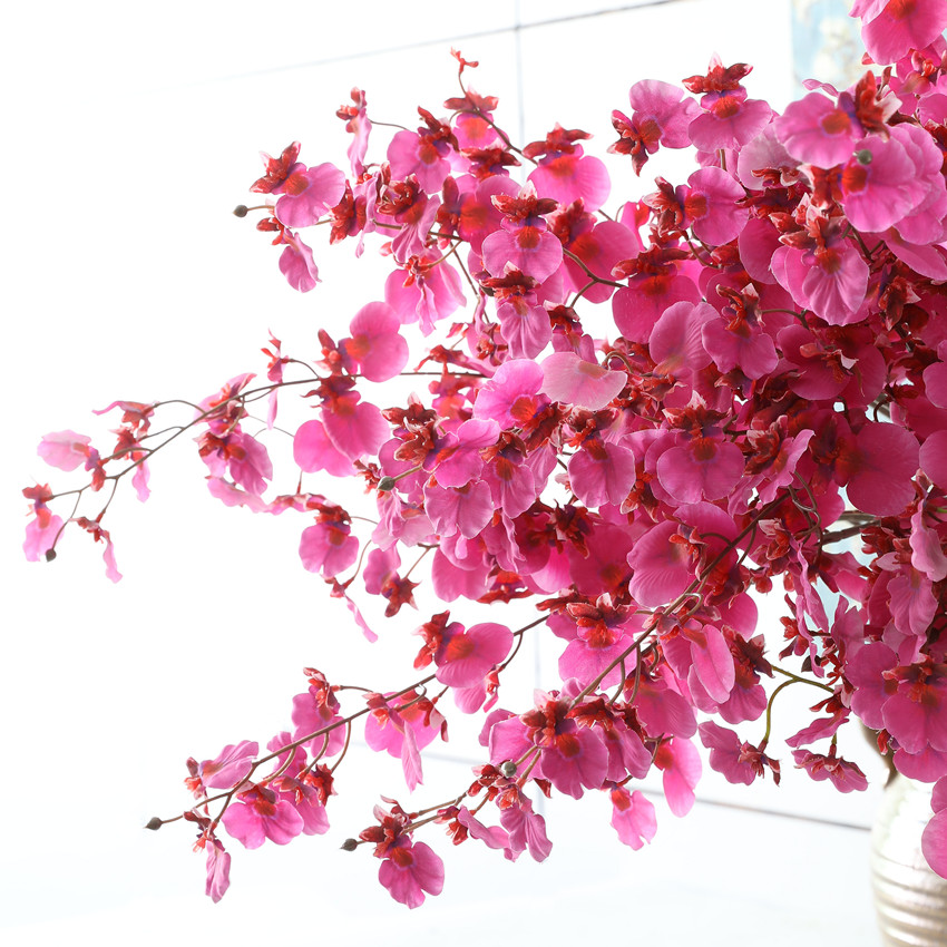 Artificial flowers, silk flowers, simulated flowers, 3D printed colored silk fabric, dancing orchids, artificial flowers, New Year flowers, and oncidium orchids for home decoration and wedding arrangements