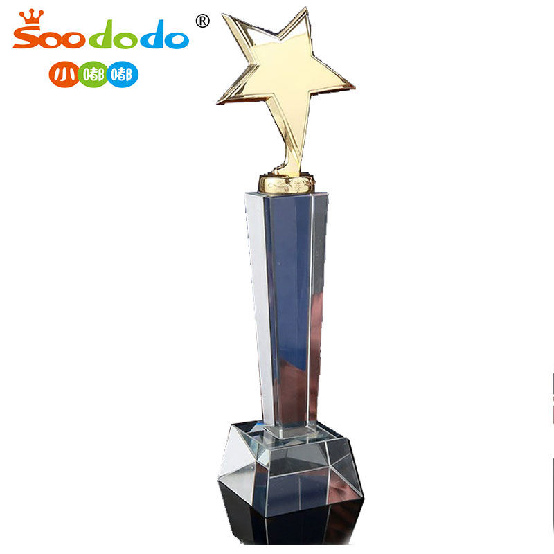 小嘟嘟XDCZ-720-007创意四方柱金属五角星奖杯定制公司纪念品优秀员工奖牌刻字批发