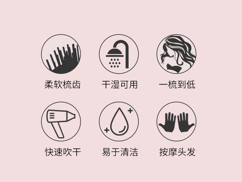 Personal Care and Home cleaning professional hair care products, other hair care products, full range of professional hair care, making your hair healthier and brighter. Hollow grid dry hair comb Specification image