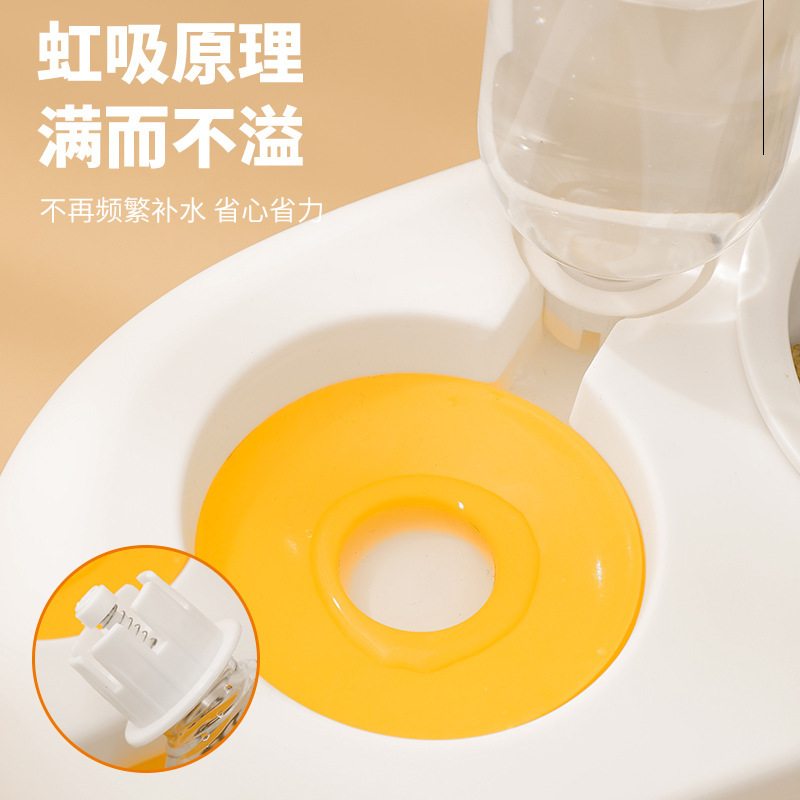 Cat automatic drinking bowl, double bowl, ceramic stainless steel dog food bowl, anti-slip and anti-knock neck protection, double bowl for feeding pets details Picture