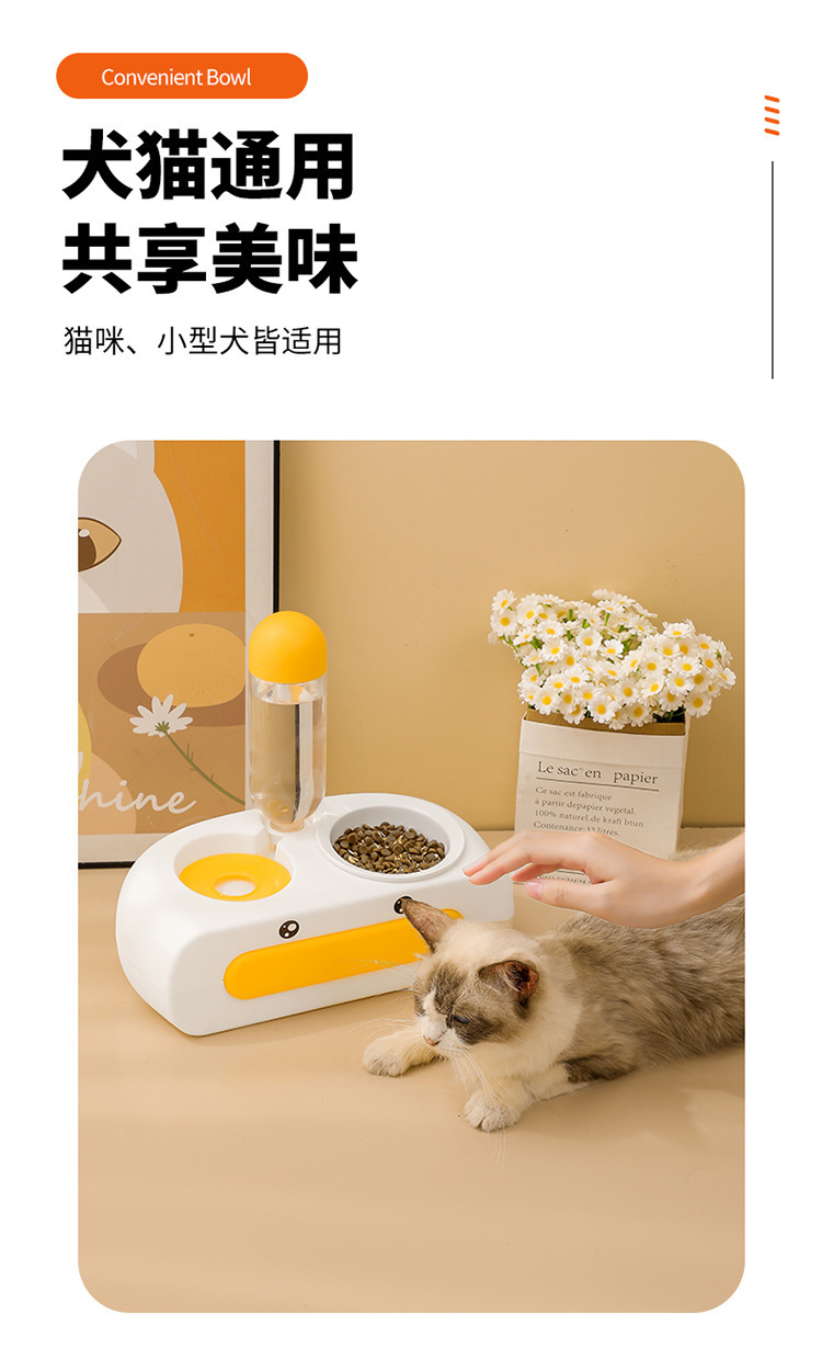Gato automático beber tazón doble tazón de cerámica acero inoxidable perro comida tazón antideslizante anti-volteo protector de cuello de alimentación pet tazón doble pic 7