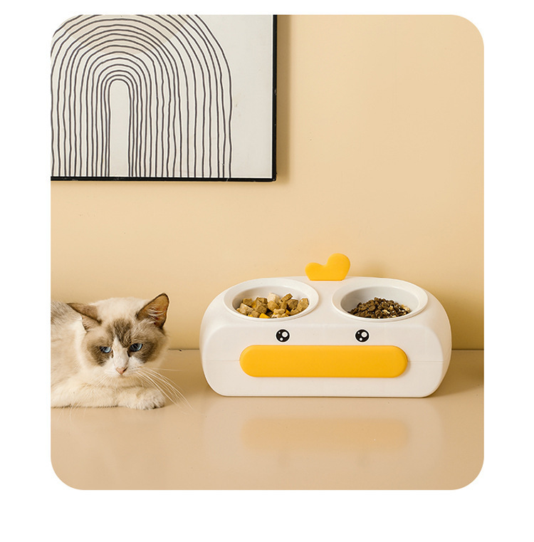Gato automático beber tazón doble tazón de cerámica acero inoxidable perro comida tazón antideslizante anti-volteo protector de cuello de alimentación pet tazón doble pic 18
