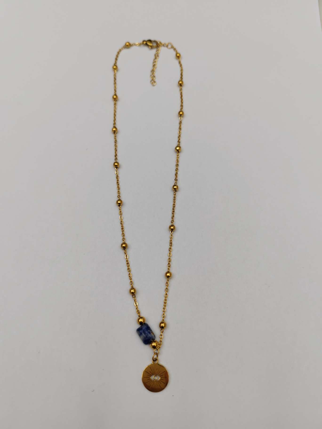 天然石吊坠 不锈钢材质欧美流行风 IND爆款不锈钢项链 详情图1