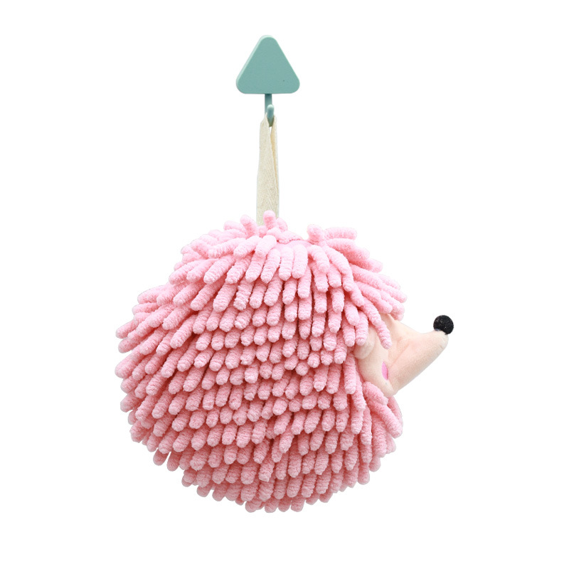 Wholesale cartoon hedgehog Chenille hand towels from the manufacturer, cute animal hanging hand towels from Kanglewu, hand towels wholesale Item Picture