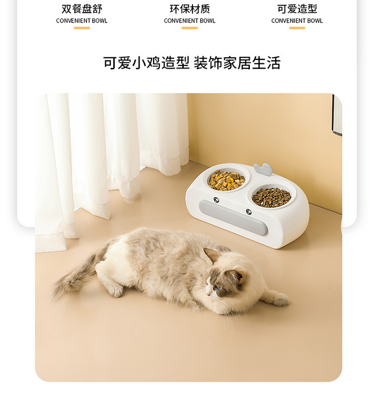 Gato automático beber tazón doble tazón de cerámica acero inoxidable perro comida tazón antideslizante anti-volteo protector de cuello de alimentación pet tazón doble pic 11