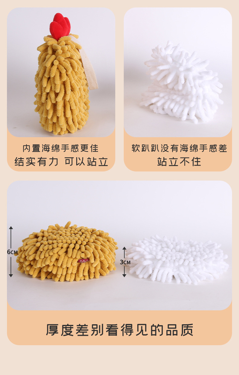 Wholesale cartoon hedgehog Chenille hand towels from the manufacturer, cute animal hanging hand towels from Kanglewu, hand towels wholesale pic 4