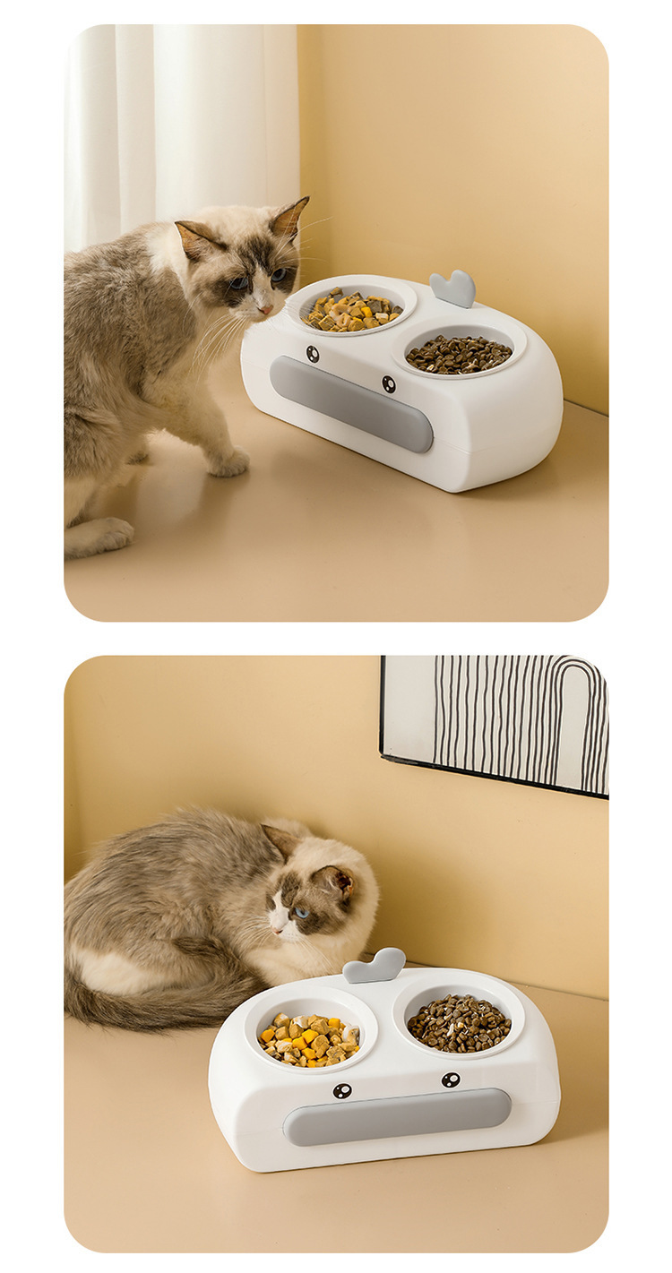 Gato automático beber tazón doble tazón de cerámica acero inoxidable perro comida tazón antideslizante anti-volteo protector de cuello de alimentación pet tazón doble pic 17