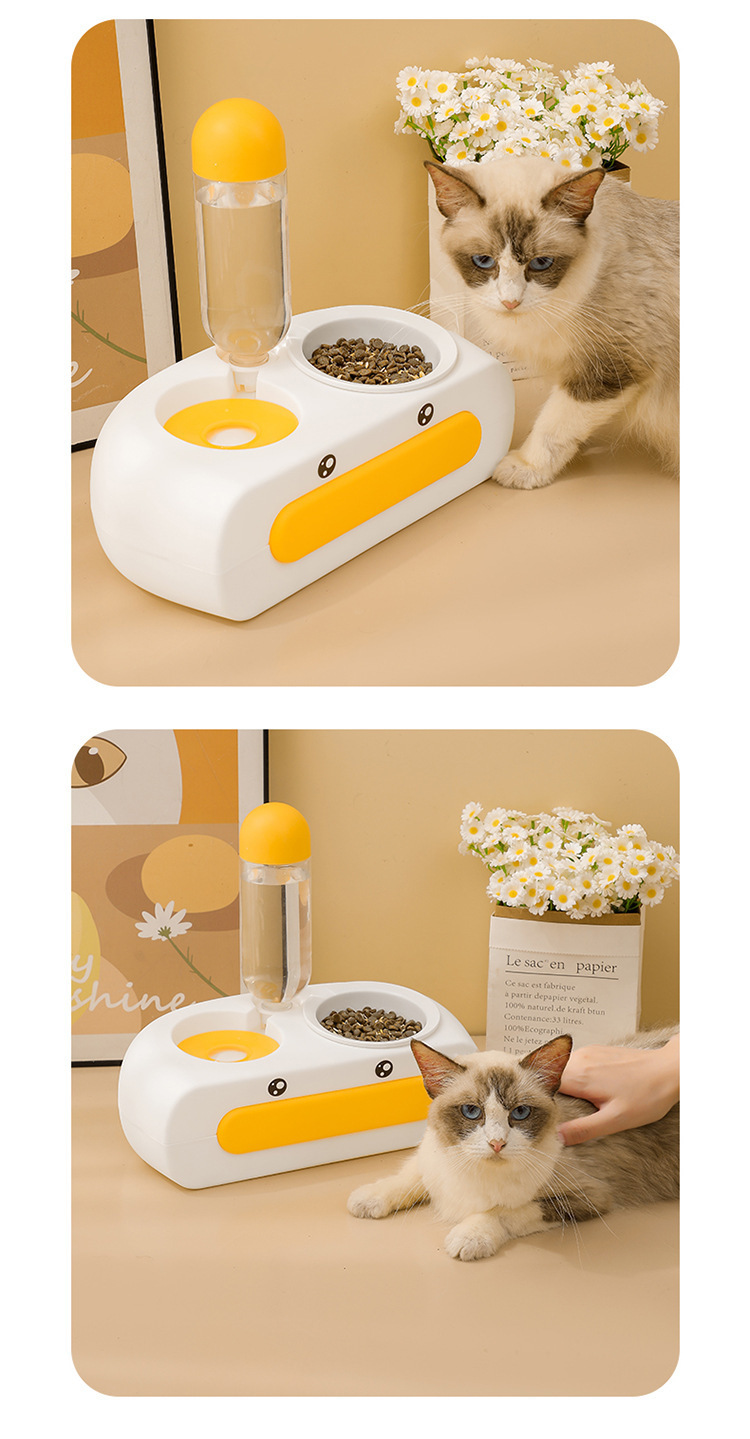 Gato automático beber tazón doble tazón de cerámica acero inoxidable perro comida tazón antideslizante anti-volteo protector de cuello de alimentación pet tazón doble pic 9