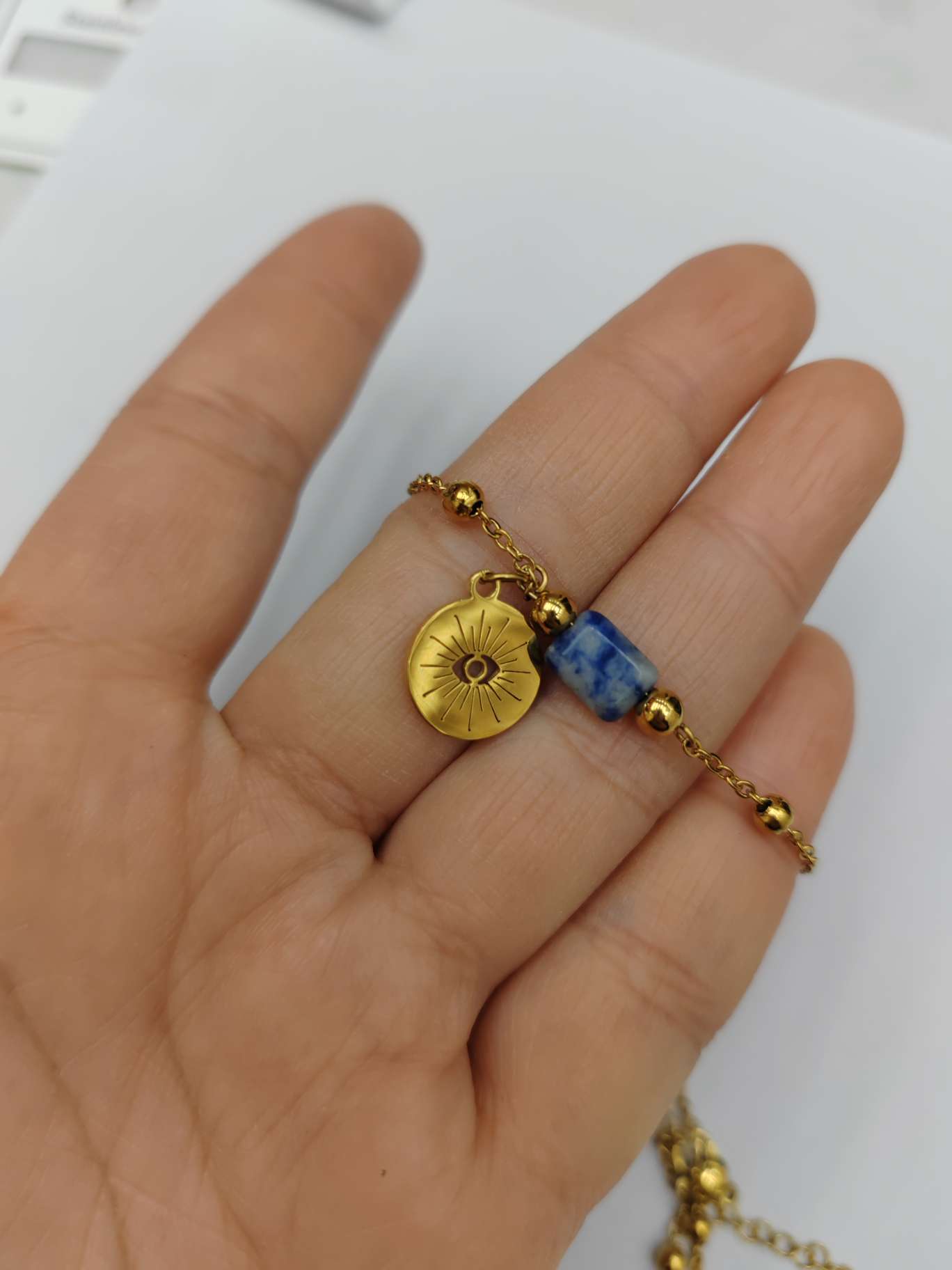 INS潮流不锈钢/天然石吊坠细节图