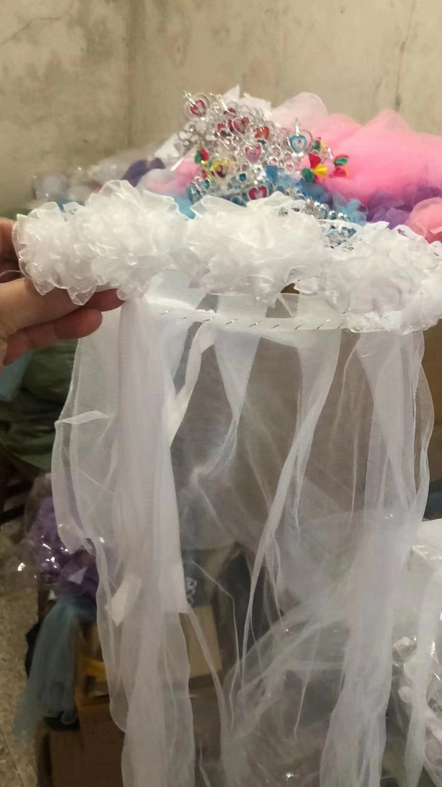 Holiday party, garland veil, Bridal veil, Princess wreath, garland, veil, veil, Festive tiara, Specification drawing