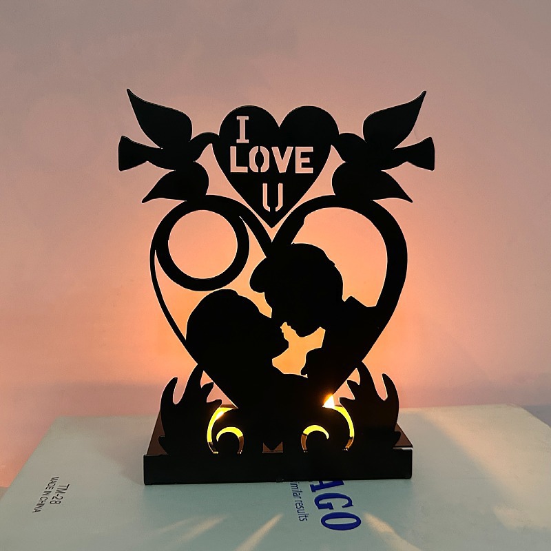 新跨境创意字母婚礼铁艺金属烛台情人节装饰工艺品摆件激光图案详情10