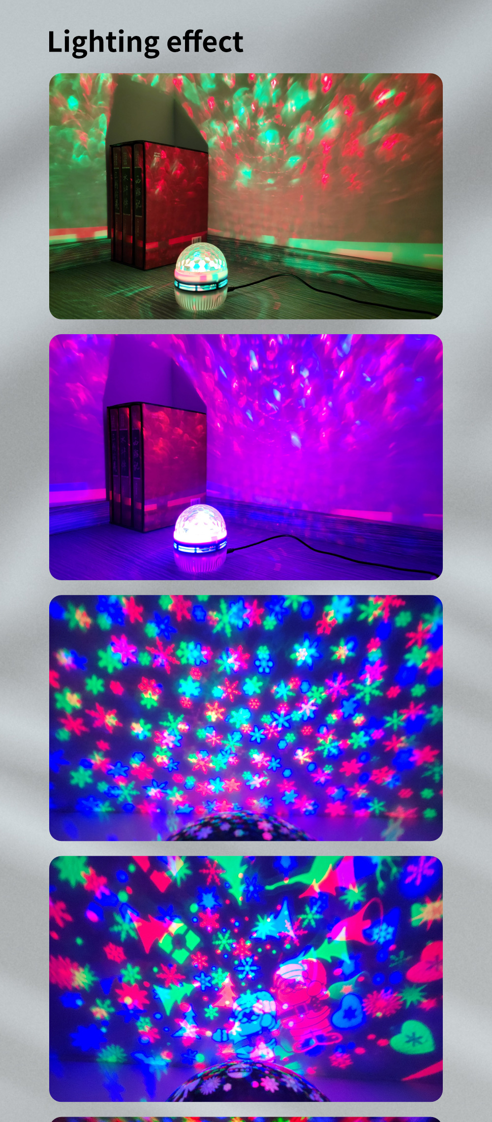 Small magic ball lamp, starry sky projection lamp, bedside atmosphere, Christmas gift, USB plug-in small color lamp pic 13