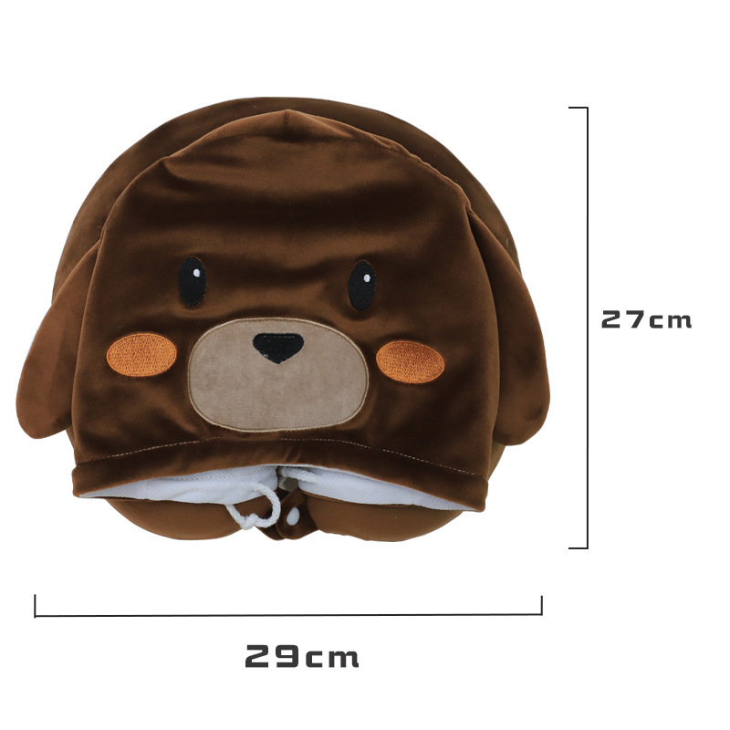 Cute cartoon hooded memory foam U-shaped pillow, Kang Le House hooded travel neck pillow, slow rebound neck protection pillow custom-made pic 6