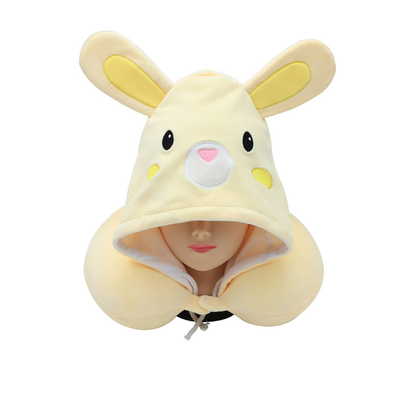 Cute cartoon hooded memory foam U-shaped pillow, Kang Le House hooded travel neck pillow, slow rebound neck protection pillow custom-made pic 10