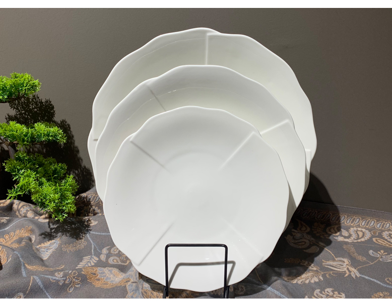 陶瓷平盘浅盘圆形酒店用品餐具会所低骨瓷大盘子白色后厨炒菜盘详情6