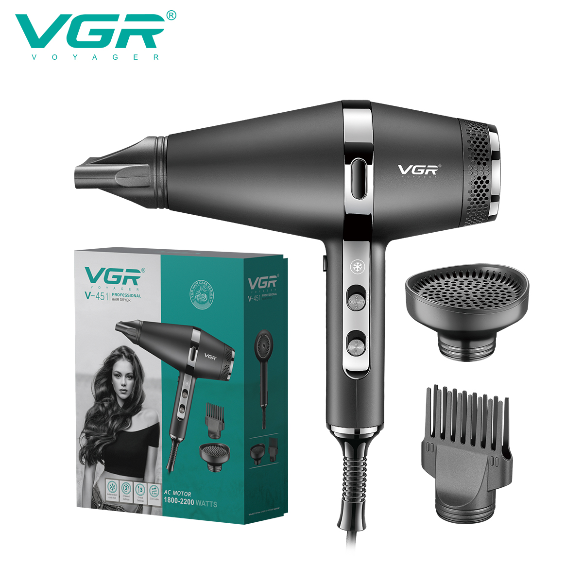 VGR451 hair dryer for household wholesale, high-power negative ion hair care, hair salon, hairdresser, hair dryer