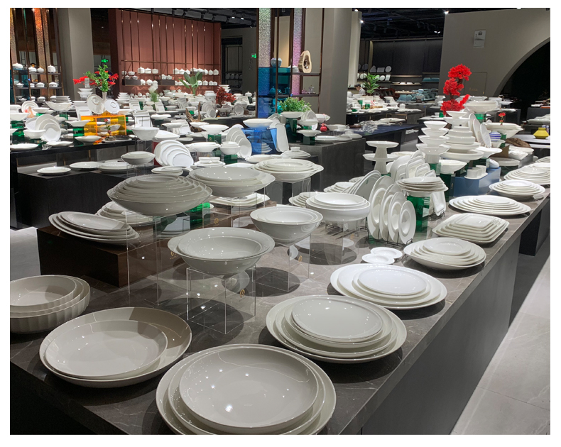 陶瓷平盘浅盘圆形酒店用品餐具会所低骨瓷大盘子白色后厨炒菜盘详情8