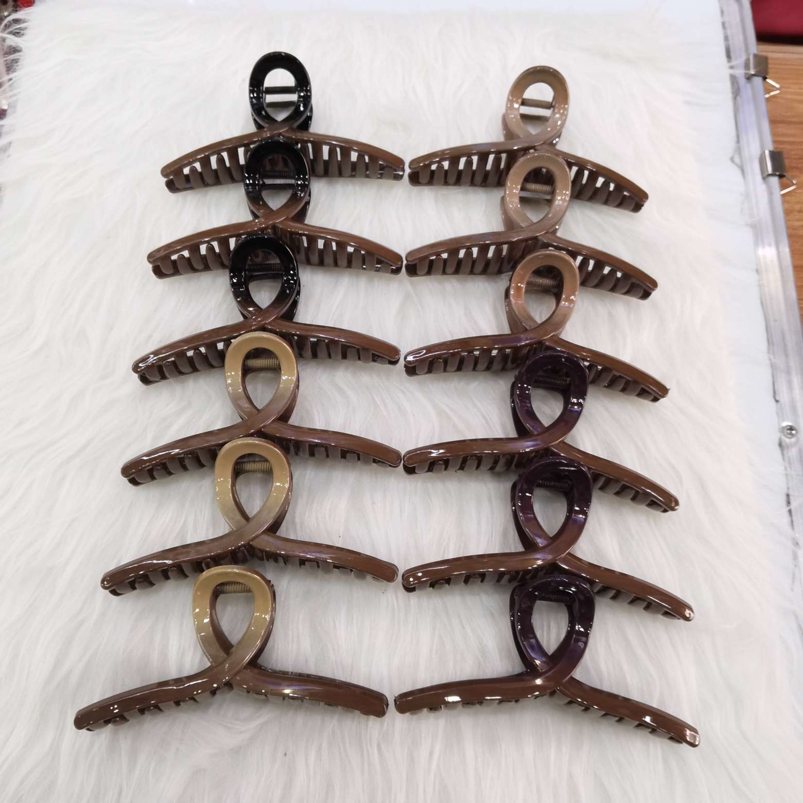 13 cm gradient coffee cappuccino hairpin shark clip plastic gripper Specification image