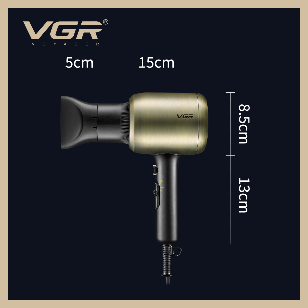 VGR453 Cross-border New Product High-power Hair Dryer, hair salon, household quick-drying, cold and hot air, retro hair dryer Specification image