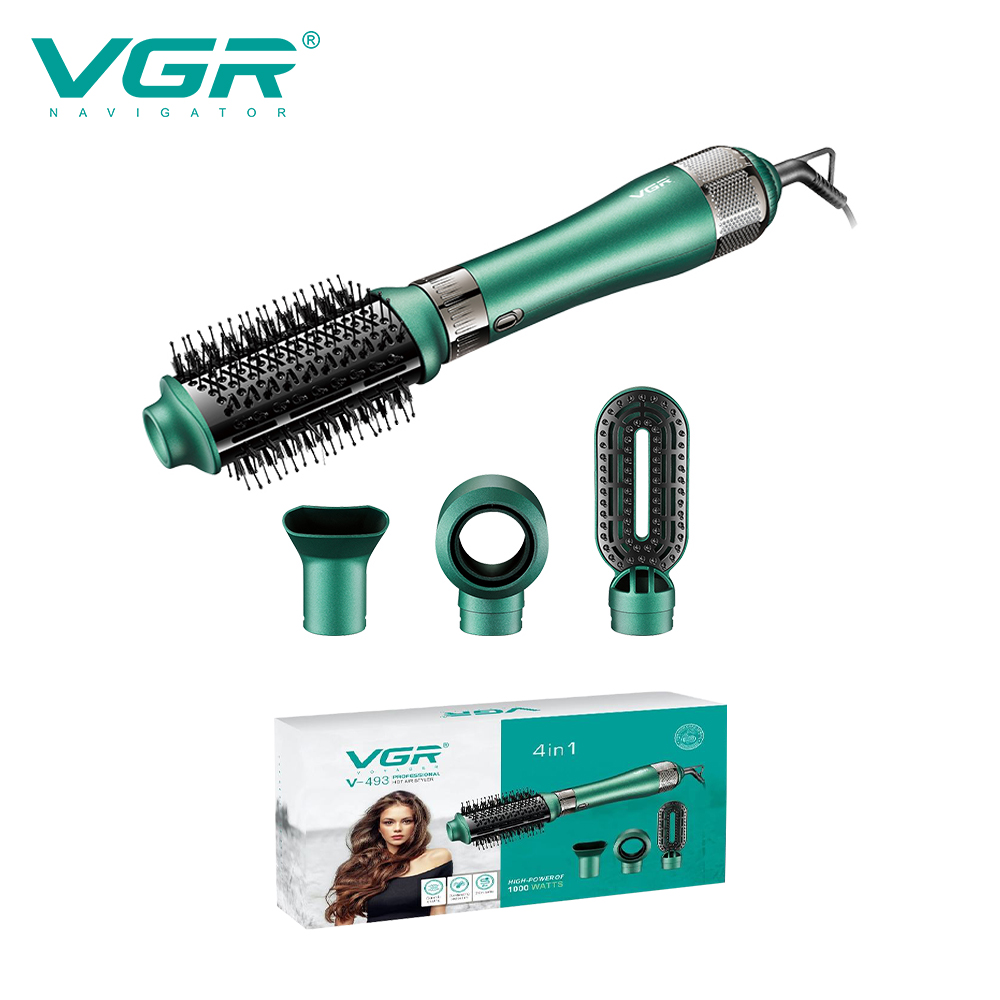 VGR493跨境新款四合一负离子卷直发梳多功能干湿两用热风梳电吹风