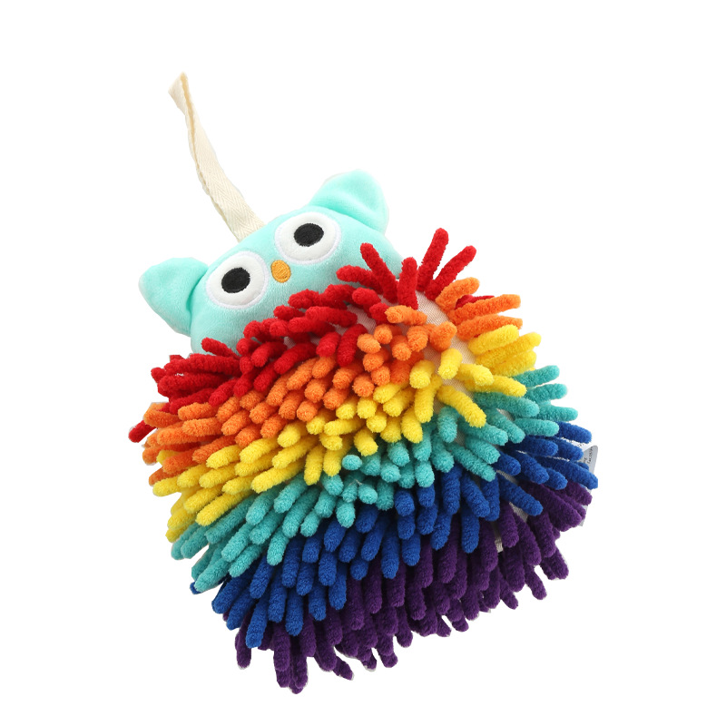Order Cartoon Chenille Rainbow Owl hand towels, Kanglewu hanging creative hand towels Item Picture