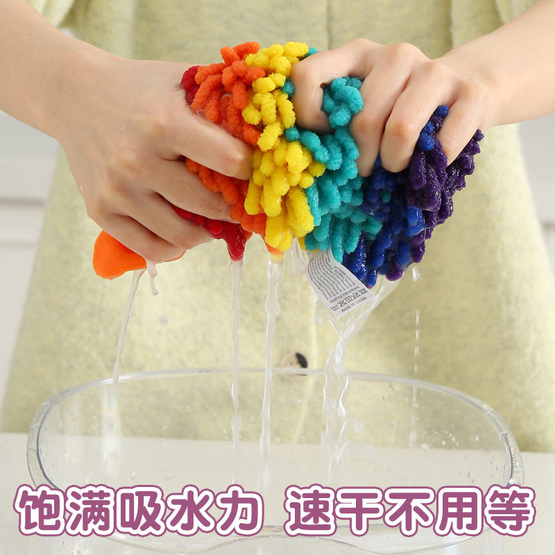 Order Cartoon Chenille Rainbow Owl hand towels, Kanglewu hanging creative hand towels Specification image