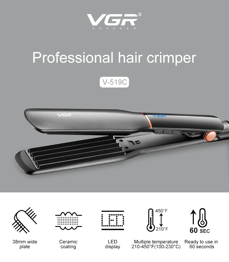 VGR519C玉米须夹板亚马逊外贸烫发器蓬松垫发加宽卷发器批发详情1