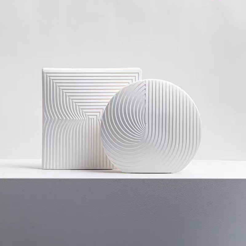 现代简约几何花器摆件陶瓷花瓶氛围感家居样板间客厅装饰品