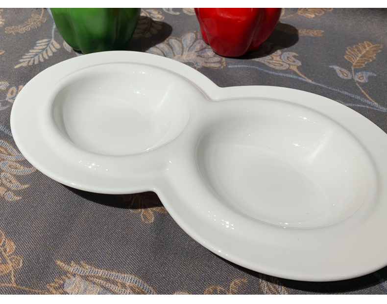 酒店用品餐具农家乐炒菜盘热菜小炒盘陶瓷特色二格圆形冷菜盘批发详情6