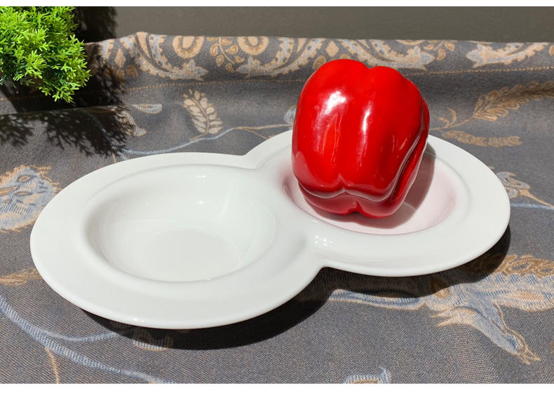 酒店用品餐具农家乐炒菜盘热菜小炒盘陶瓷特色二格圆形冷菜盘批发详情1