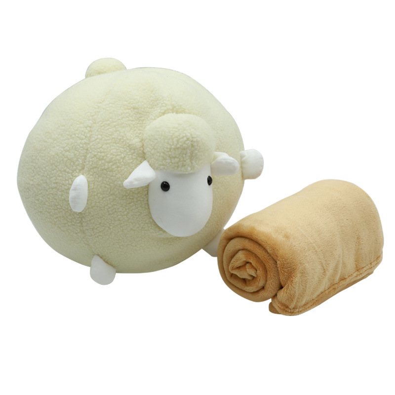 Cute sheep throw pillow blanket two-in-one, Kanglewu animal flannel car air conditioner midday rest blanket order customization pic 8