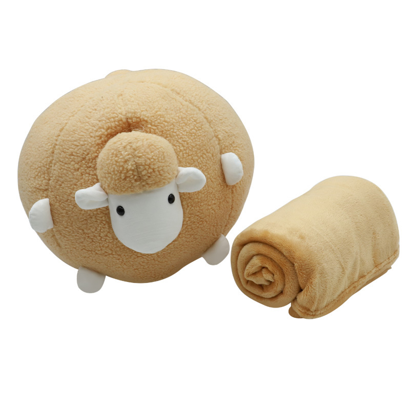 Cute sheep throw pillow blanket two-in-one, Kanglewu animal flannel car air conditioner midday rest blanket order customization Item Picture
