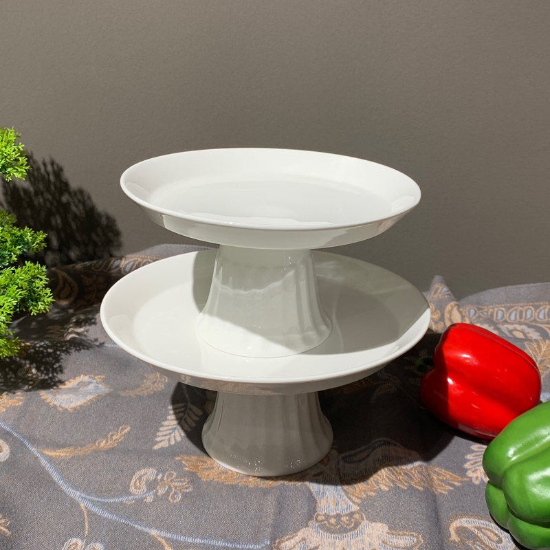 高脚盘子陶瓷精致小果盘零食盘酒店用品中式茶点碟餐厅后厨餐具餐厅会所餐具批发