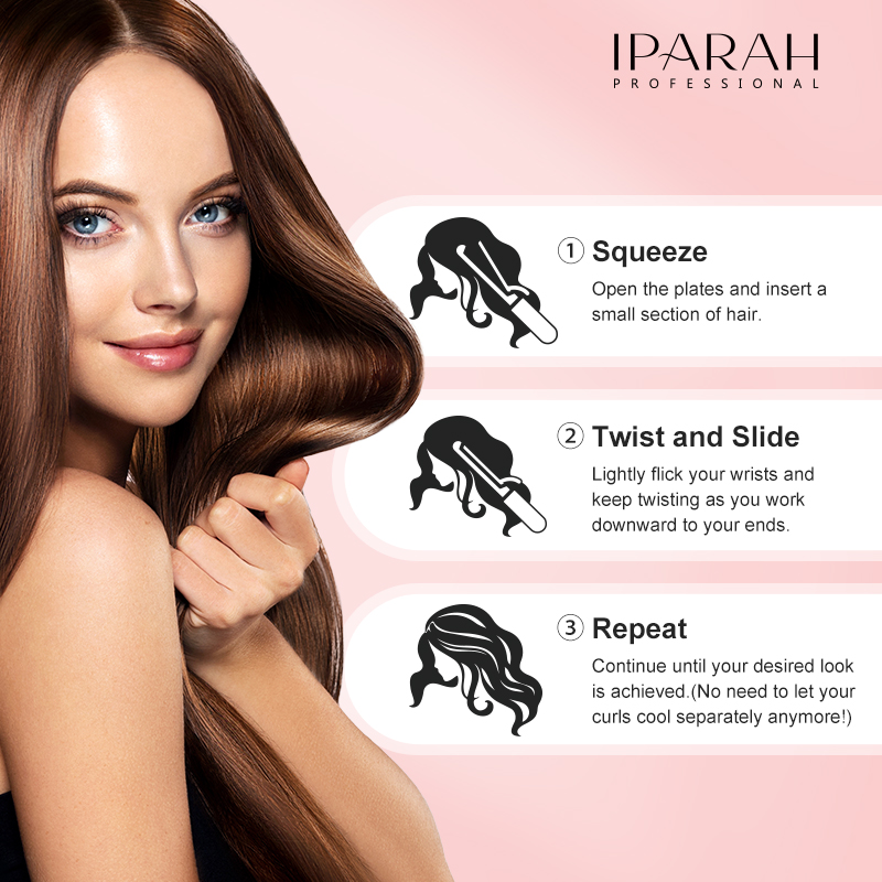 IPARAH Cross-border export cold risk Control household women's dual-purpose hair straightener and curling iron P-118 Application Scenario