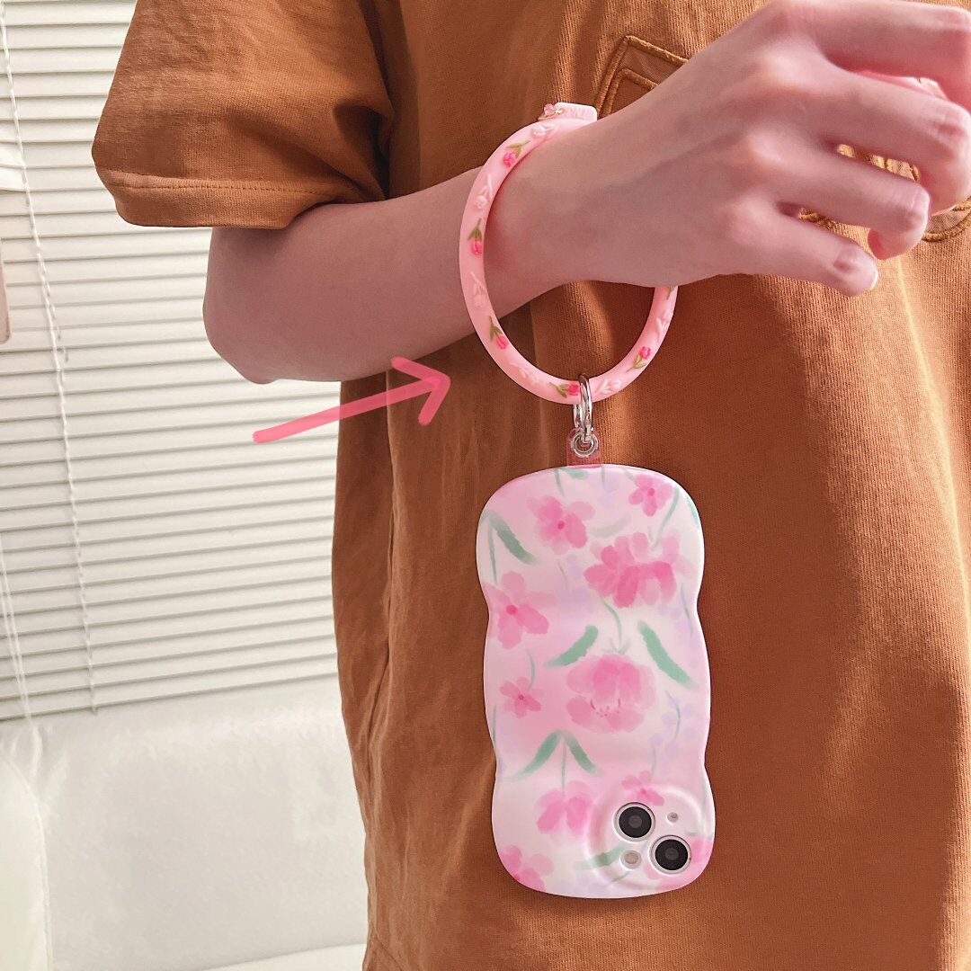 Tulip Mobile Phone Lanyard Original Round Soft Ring Mobile Phone Shell Round Accessories Silicone Wrist Mobile Phone Lanyard Item Picture