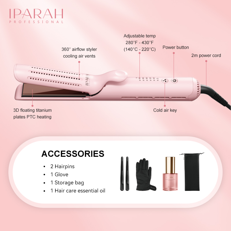 IPARAH Cross-border export cold risk Control household women's dual-purpose hair straightener and curling iron P-118 details Picture