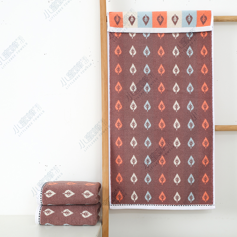 32 Thread Face Towel Absorbent Towel Pure Cotton Small Leaf Jacquard Towel Small Bee Towel No. : 605 Specification drawing
