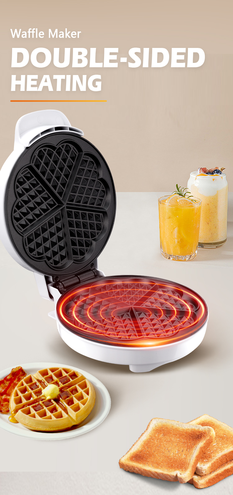 JAMAKY 家用小型电饼铛华夫饼机鸡蛋仔机蛋卷糕三明治早餐机 JMK2007详情3