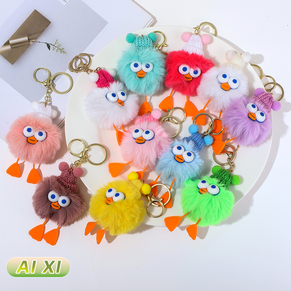 韩国ins丑萌可爱小煤球车钥匙扣挂饰包挂件礼物