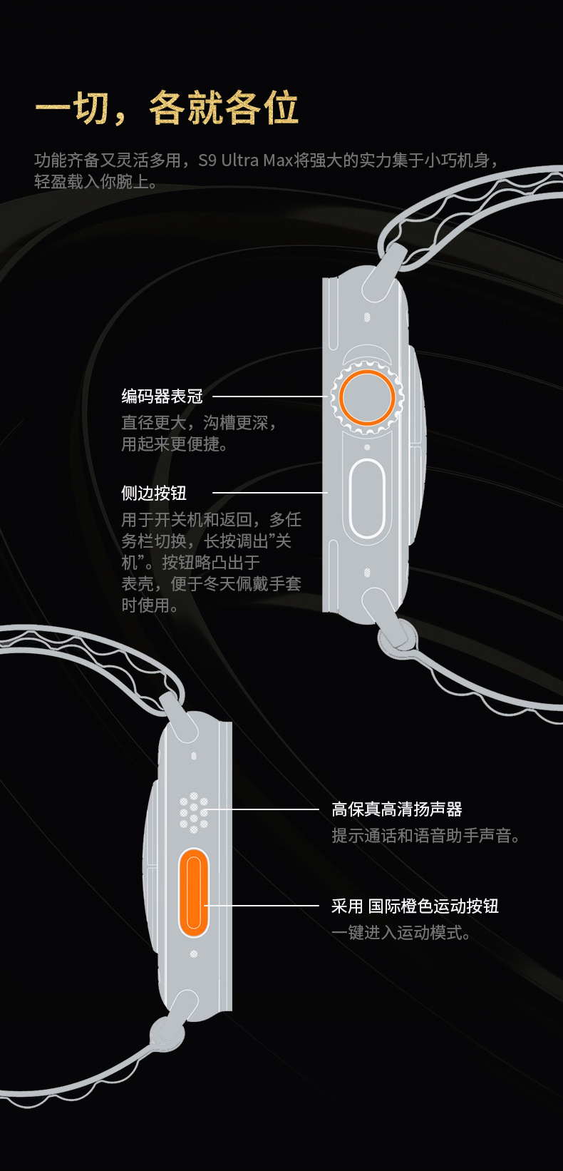 跨境S9 Ultra Max智能手表蓝牙通话心率监测运动华强北工厂批发详情4