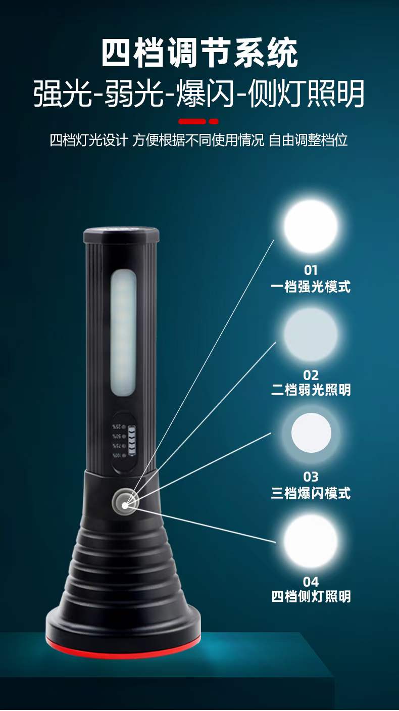 户外便携式手电筒铝合金手电筒防水探照灯超亮工作灯家用LED应急灯钓鱼照明灯户外探险夜跑手电筒5288手电筒5988手电筒详情4