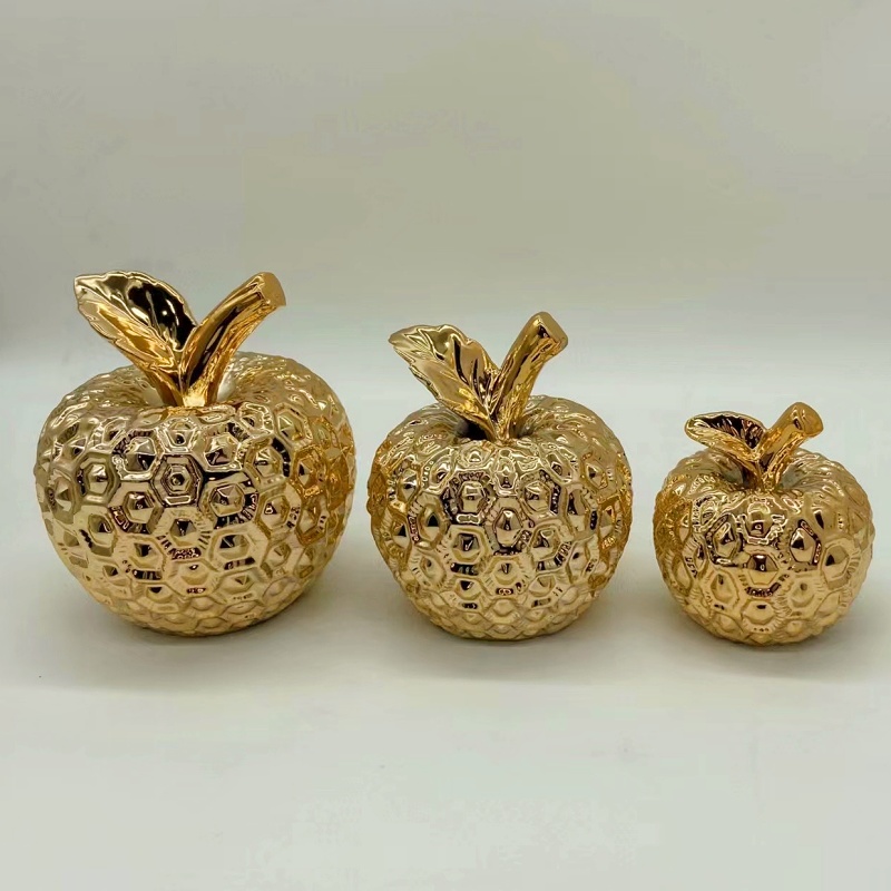 Fruit Apple electroplating Gold Champagne Gold pineapple pineapple ceramic decoration Home decoration crafts 2 Golden Castle Vase factory thumbnail