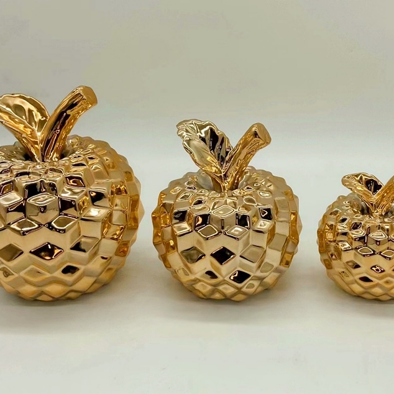 Fruit apple electroplated gold champagne gold pineapple pineapple ceramic ornaments Home decoration and display handicrafts 3 Golden Castle vase