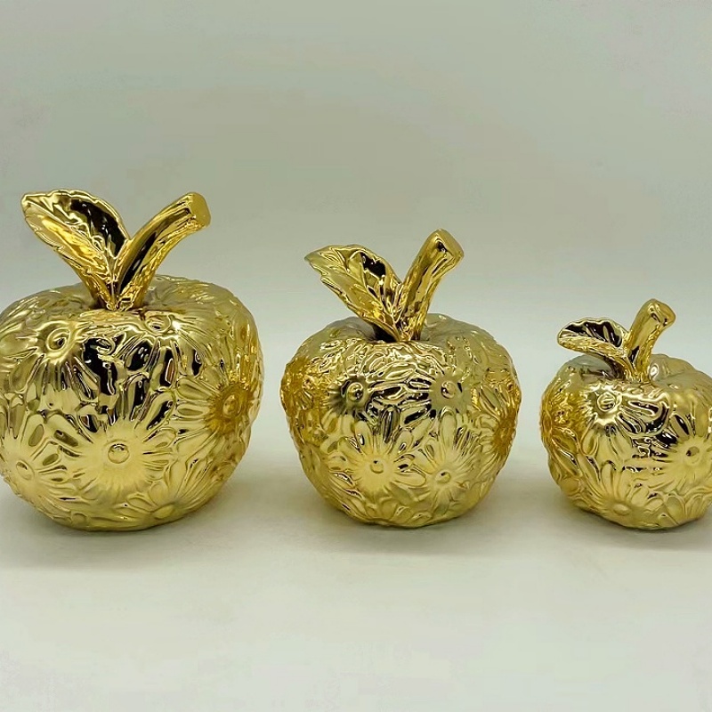 Fruit Apple Electroplating Gold Champagne Gold pineapple pineapple Ceramic decoration Home decoration crafts 5 Golden Castle vase