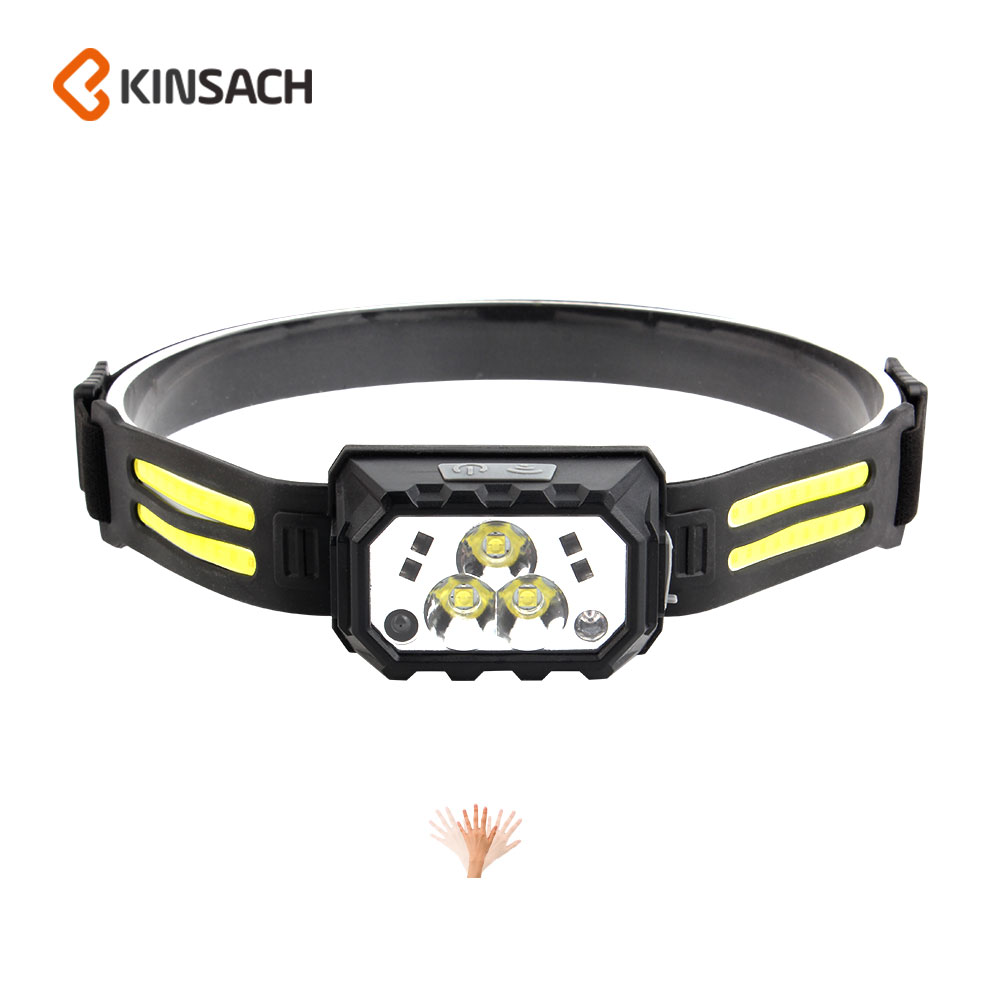 KINSACA Star Source 3*3535 lamp bead +4*SMD+40COB TYPE-C charging induction headlamp