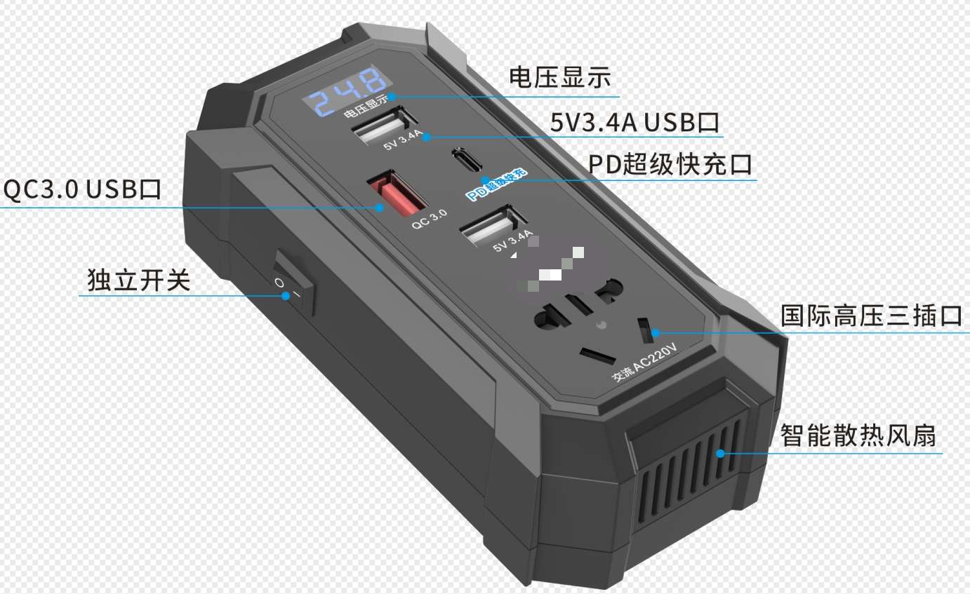 小功率100W逆变器12V/24V转220V/110 车载逆变器 太能逆变器，支持快充，适合大部分数码产品详情图5