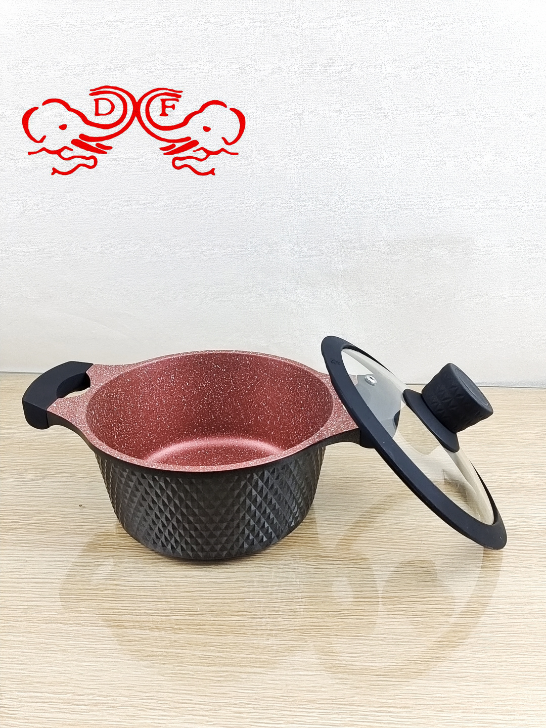 DF6875610 small diamond kitchen non-stick cookware set aluminum medical stone soup pot set DF TRADINGHOUSE thumbnail