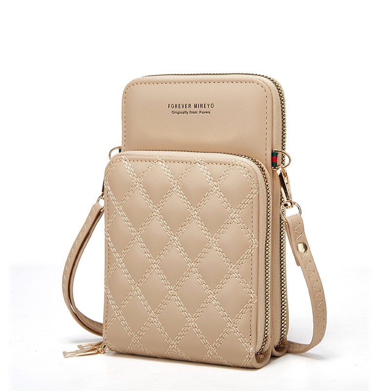 Factory direct sales of diamond-shaped embroidered mobile phone bags, women's embroidered card bags, wallets, single-shoulder crossbody best-selling mobile phone bags details Picture